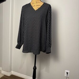 Adrianna Papell Black and White Polka Dot Blouse